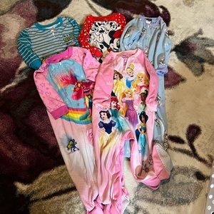 Bundle of 5 fleece footed pajamas